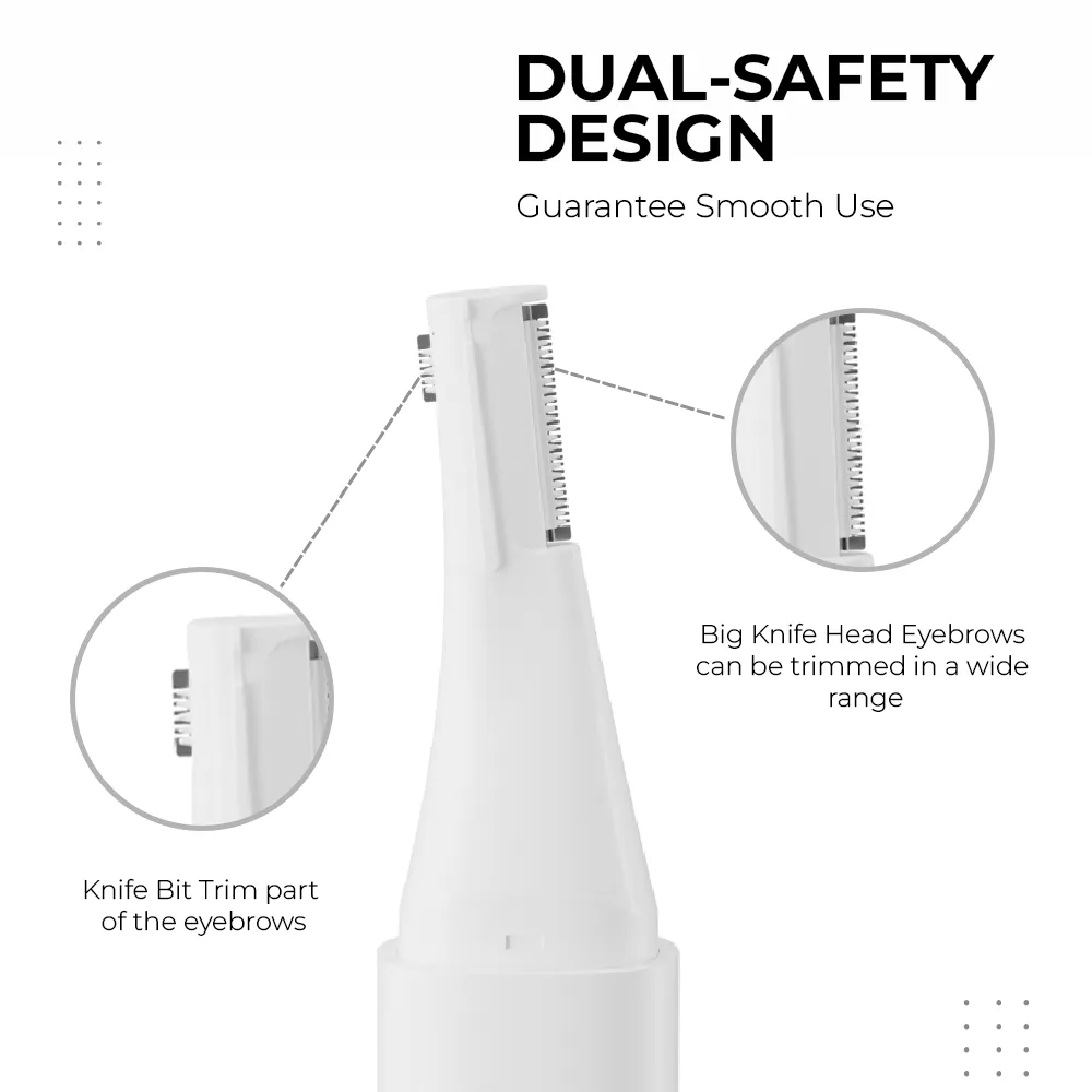 Vandelay T-802 (2-in-1) Cordless Eyebrow Trimmer, Nose Hair Trimmer and Ear Hair Cutter, - Small, Portable, and Low Noise with Washable Interface. Unisex Battery Operated Ergonomic Design with Cleaning Brush Included