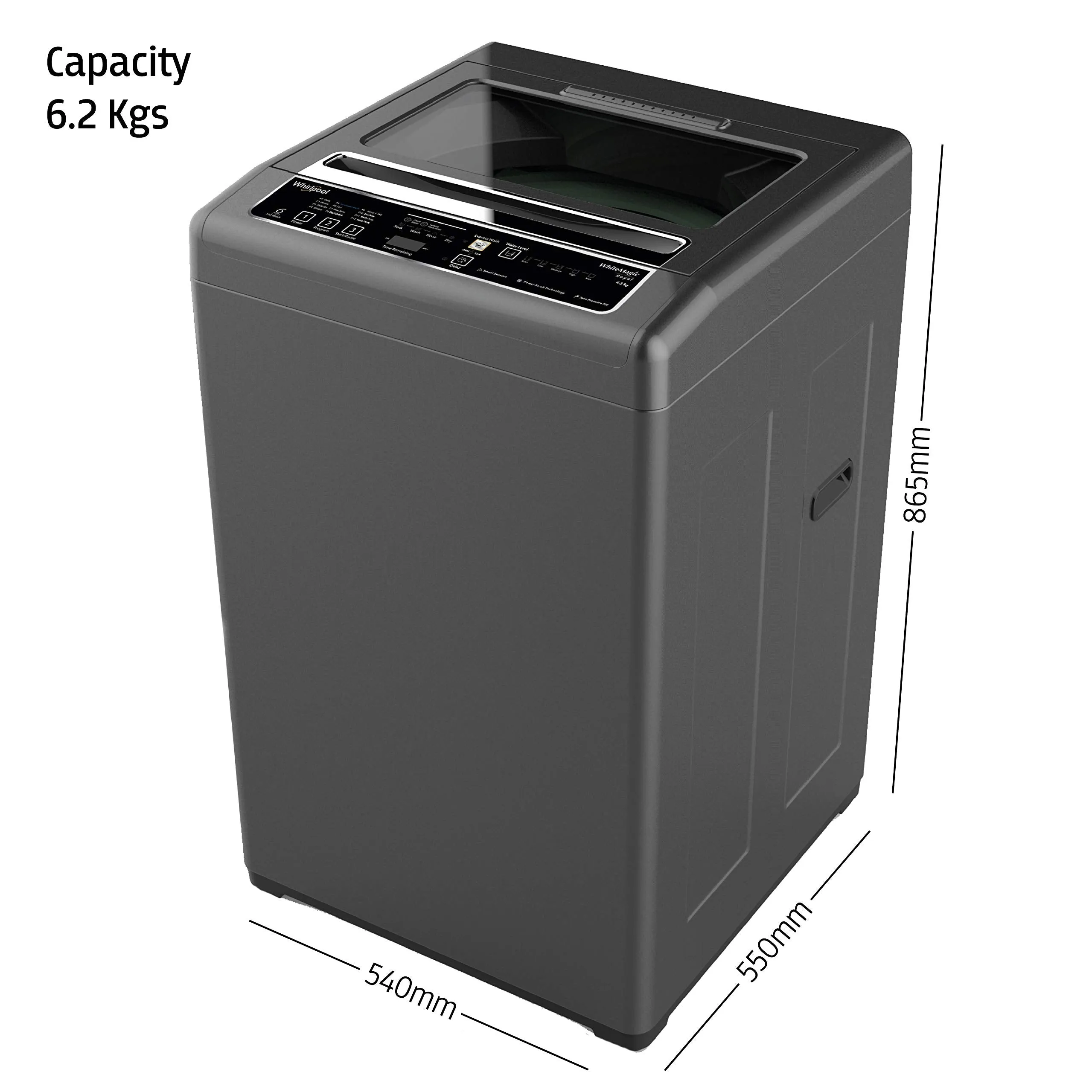 Whirlpool 6.2 kg Fully-Automatic Top Loading Washing Machine (WM ROYAL 6.2 2YMW, Shiny Grey)