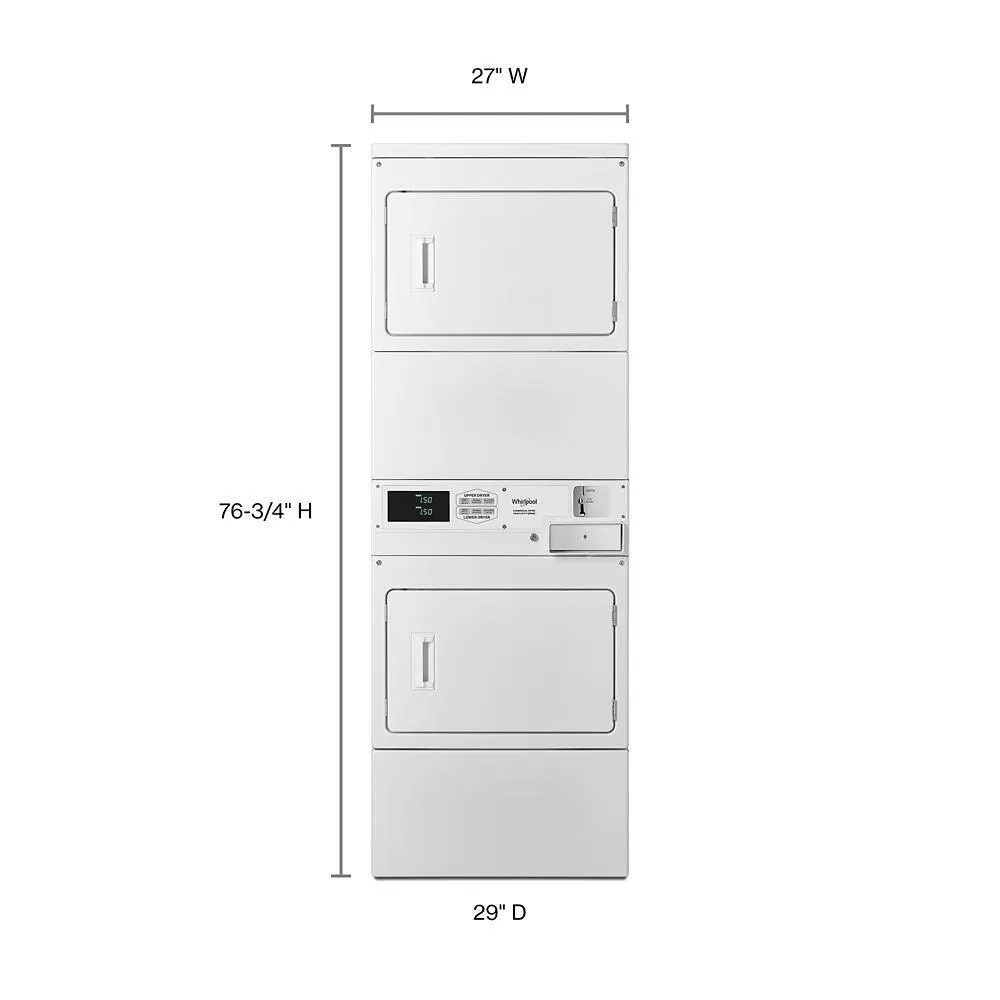 Whirlpool CGSP2978JQ Commercial Gas Stack Dryer, Non-Coin