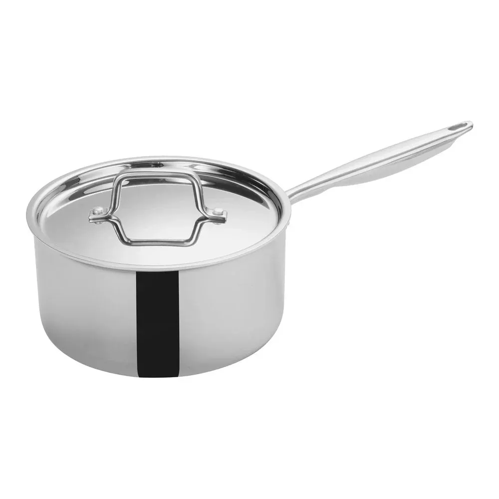 Winco TGAP-5 Triply Stainless Steel Sauce Pan with Cover, 4.5 Qt