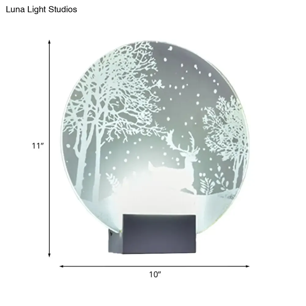 Winter Elk/Christmas Tree LED Mural Light Decor with Metal Shade - Hotel Sconce Lighting