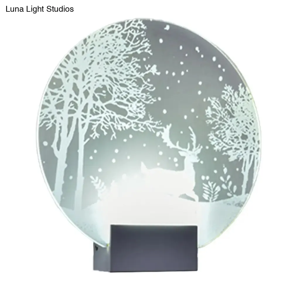 Winter Elk/Christmas Tree LED Mural Light Decor with Metal Shade - Hotel Sconce Lighting