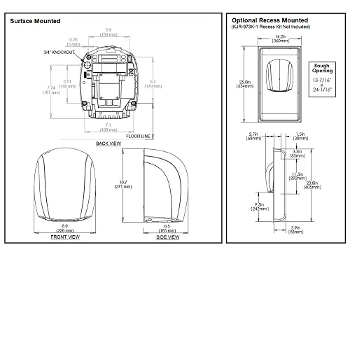 WORLD DRYER® J48-971 Airforce™ Hand Dryer - Brushed (Satin) Chrome on Aluminum (50 Hz ONLY - NOT for use in North America)