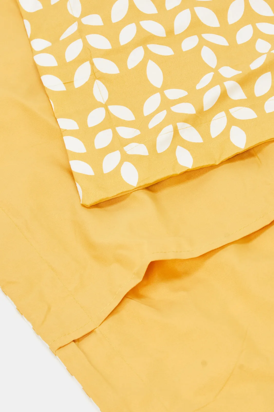 Yellow 3 Piece Leaves Printed Comforter Set (Single Size)